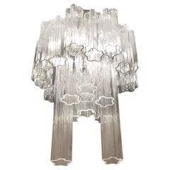 Vintage Round Mid-Century Italian Tronchi Glass Chandelier