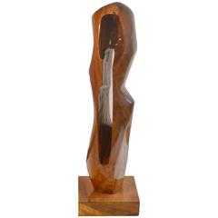  Midcentury Abstract Sculpture in Hand-Carved Wood Height 51 Inch / 13cm