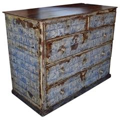 Unusual Portuguese Walnut and Painted Five-Drawer Commode, Early 19th Century