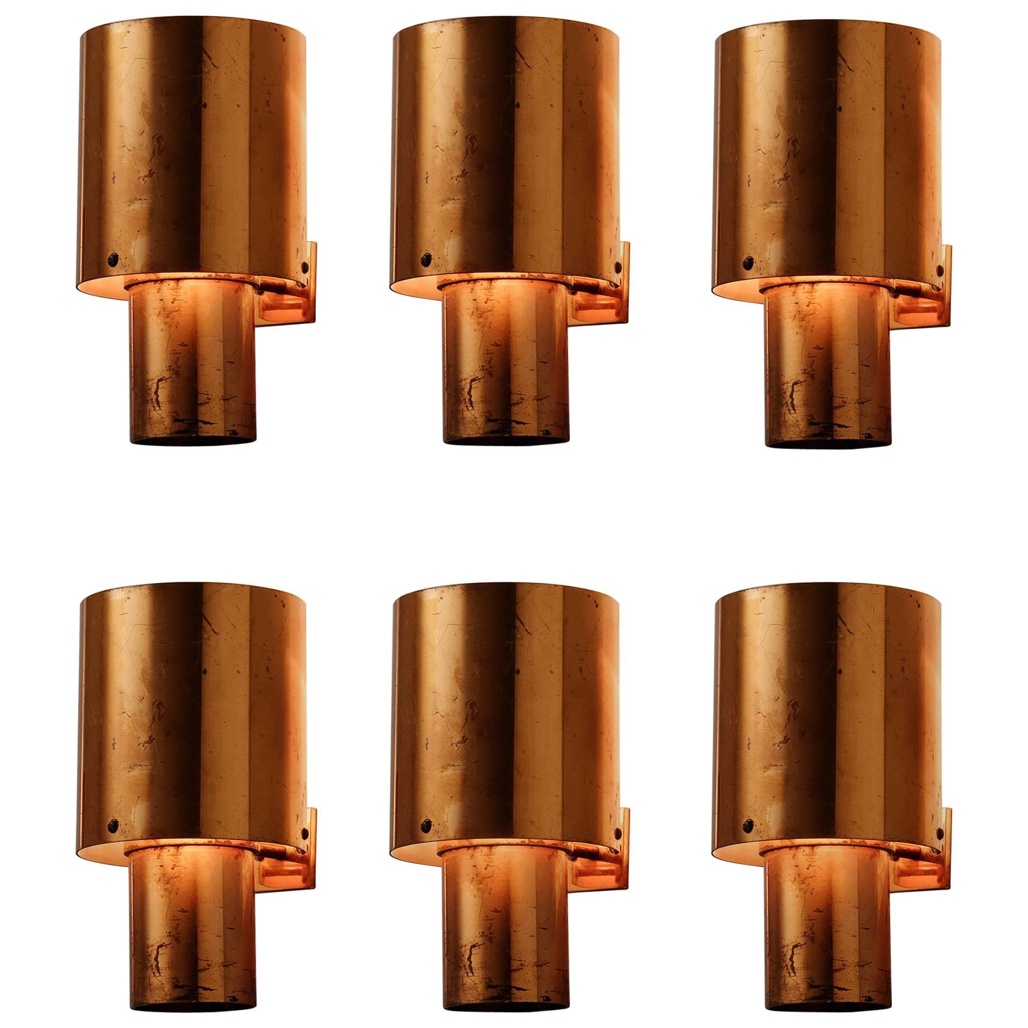 Set of Six Copper Wall Lights