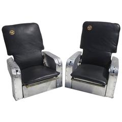 Vintage Aircraft Chairs in Leather and Aluminum