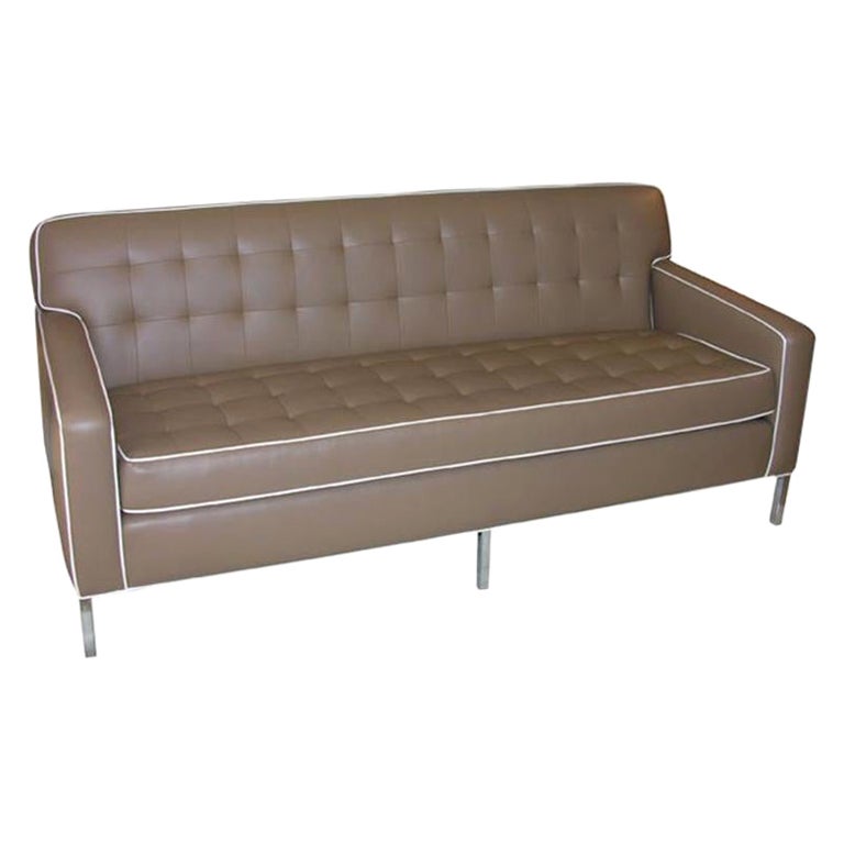 Sofa by Area ID, Midcentury Design, Ultra Leather, Faux Leather, Made in NJ USA For Sale