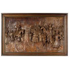 19th Century Italian Carved Wood Relief Panel of the Surrender of Ptolemais 9