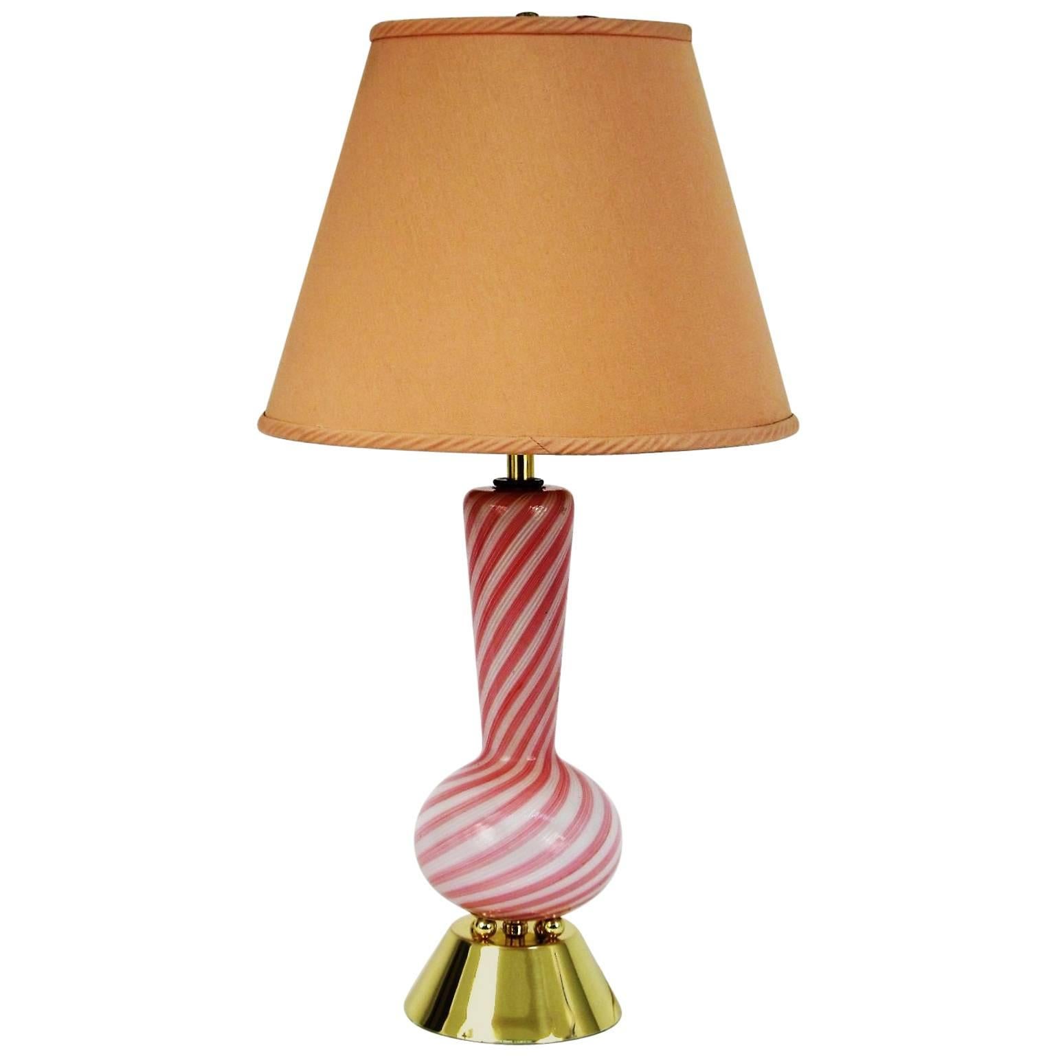 Fine Murano Swirled Candy Cane Table Lamp For Sale