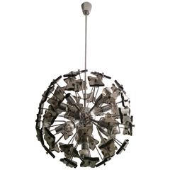 Sputnik Smoked Glass and Chrome Ceiling Lamp 6