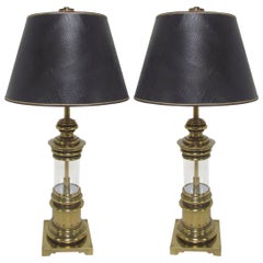 Pair of Brass Lantern Table Lamps by Stiffel, circa 1960s