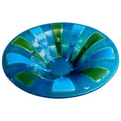 Vintage 1960s Large American Mid-Century Art Glass Bowl Centerpiece by Higgins Glass