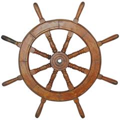 Large Late 19th Century Ship Steering Wheel