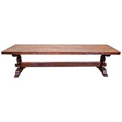 Solid Chestnut French Trestle Table, circa 1890s