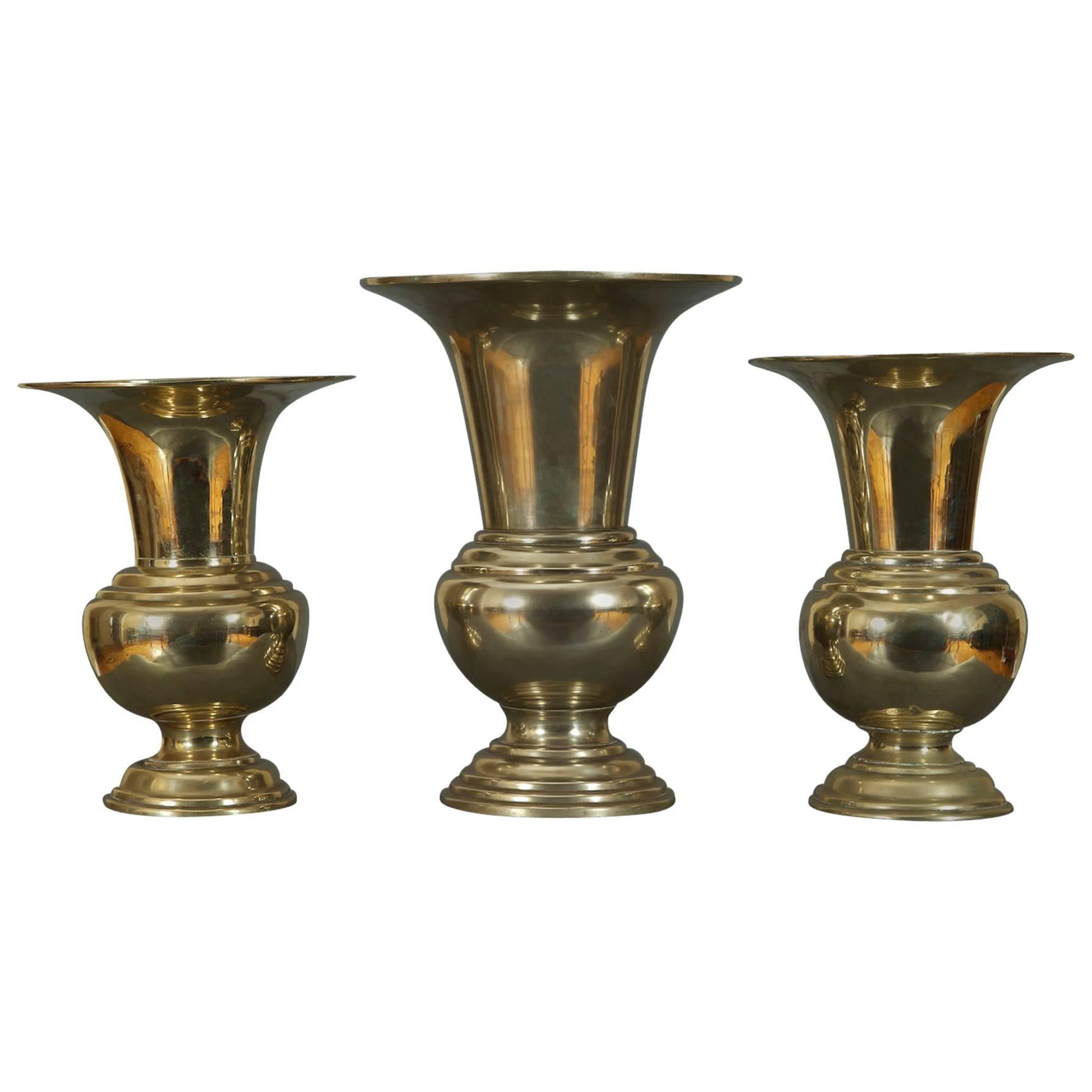 Rare Series of Three Paktong Vases For Sale