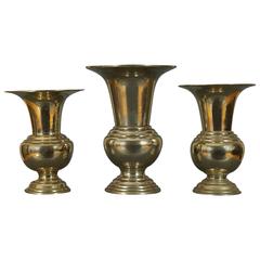 Rare Series of Three Paktong Vases