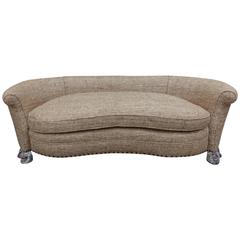 Italian Kidney Shaped Sofa with Carved Lion Feet