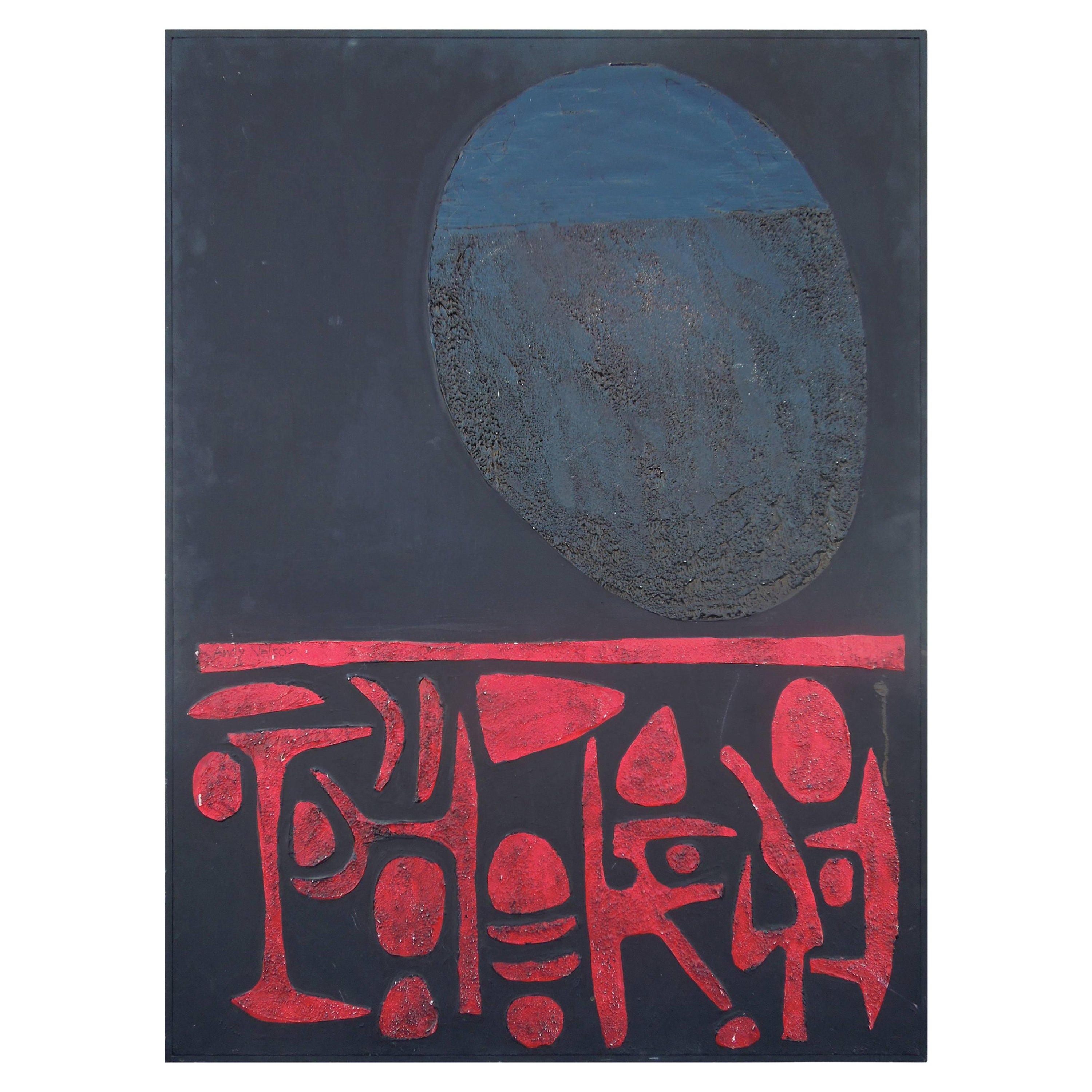 Andy Nelson Pittura astratta moderna originale "tribale" anni '70 Beverly Hills in vendita