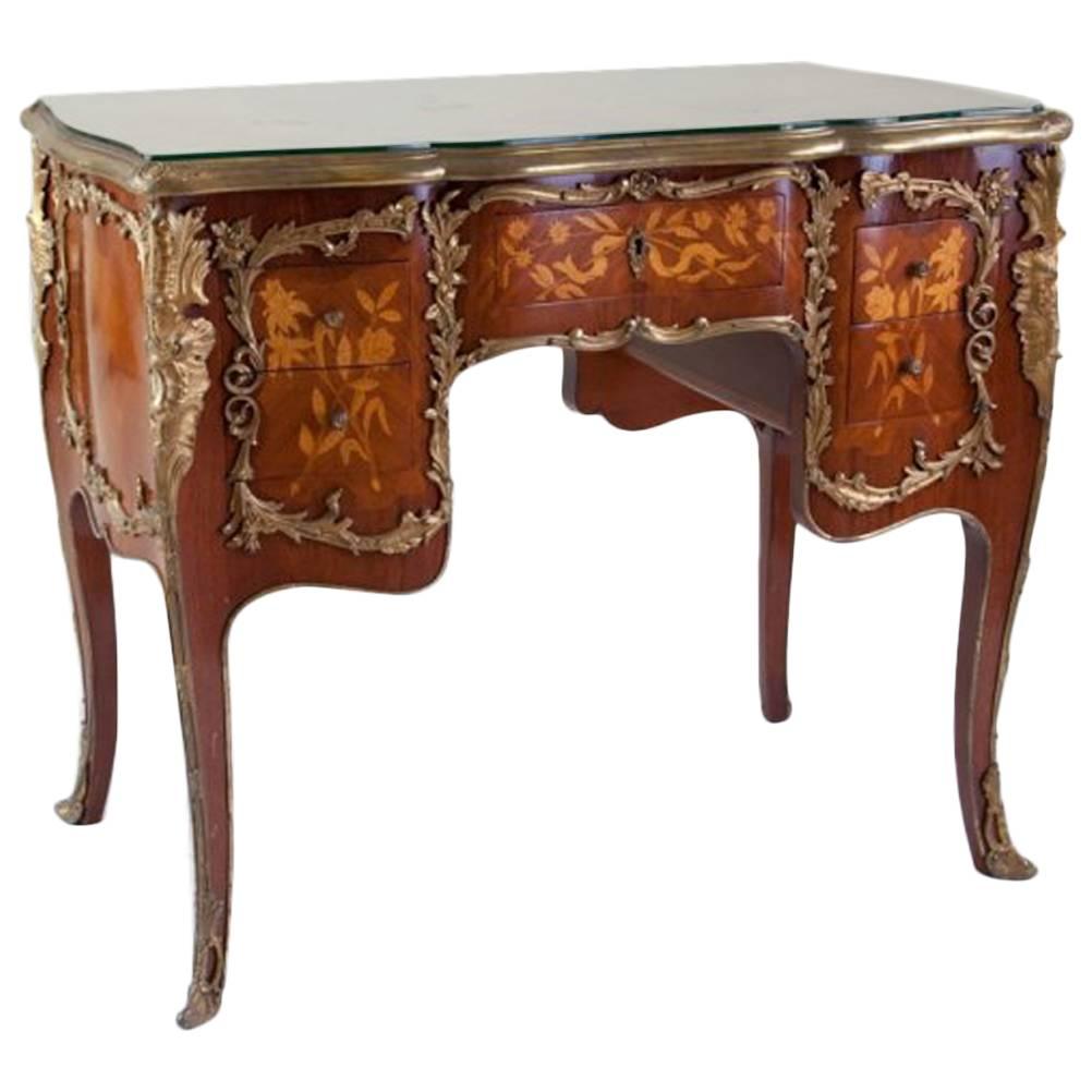 French Ormolu-Mounted and Marquetry Inlaid Desk, Mid-20th Century