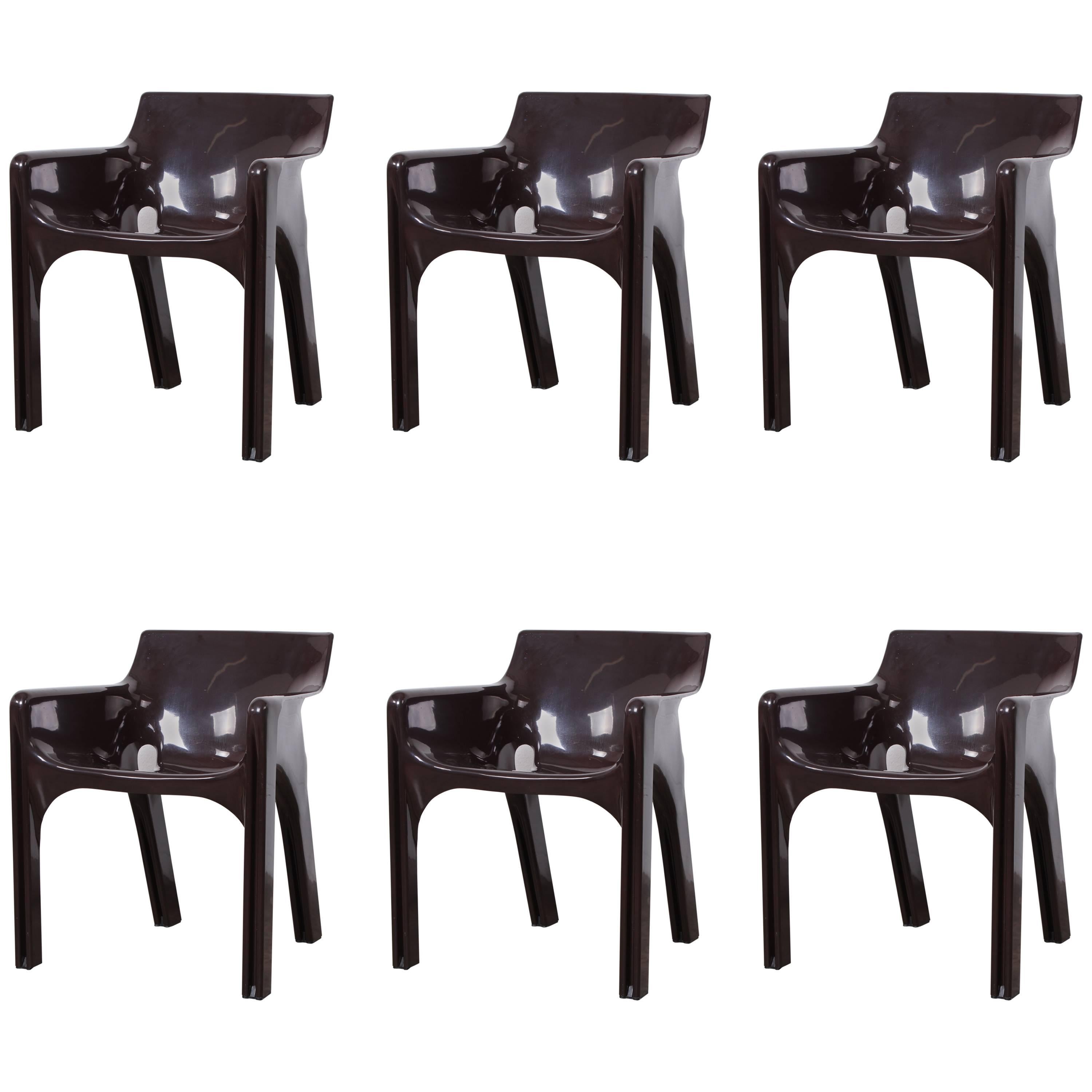 Set of Six Gaudi Dining Chairs by Vico Magistretti