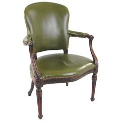George III Leather Upholstered Armchair in the French Taste