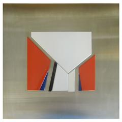 Rare 1971 Jean Baier Metal and Wood Abstract, Geneva Gallerie 5