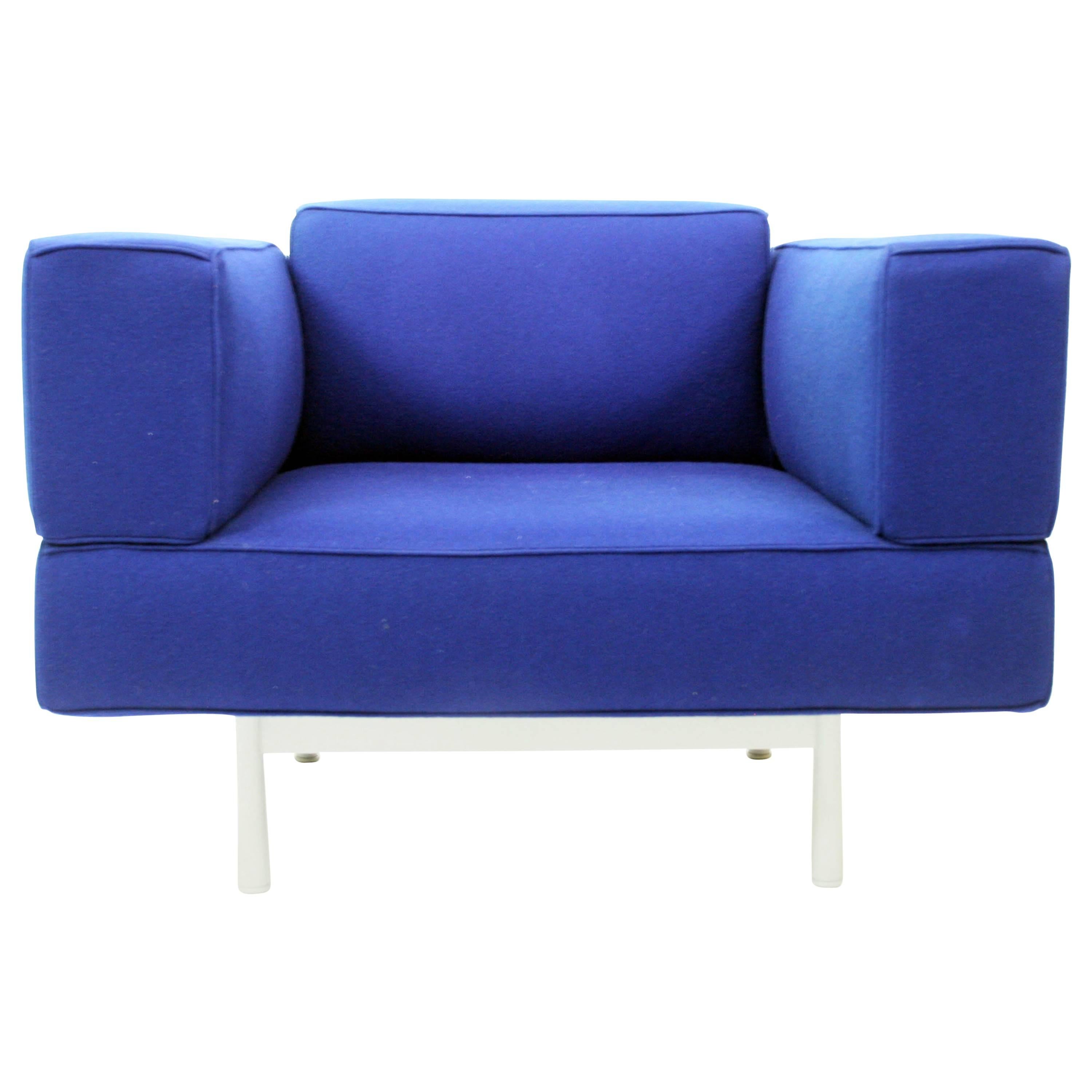 Piero Lissoni Reef Swivel Lounge Chair in Blue Felt for Cassina