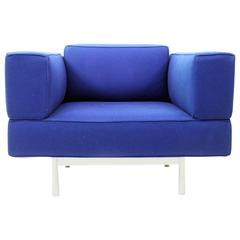 Piero Lissoni Reef Swivel Lounge Chair in Blue Felt for Cassina
