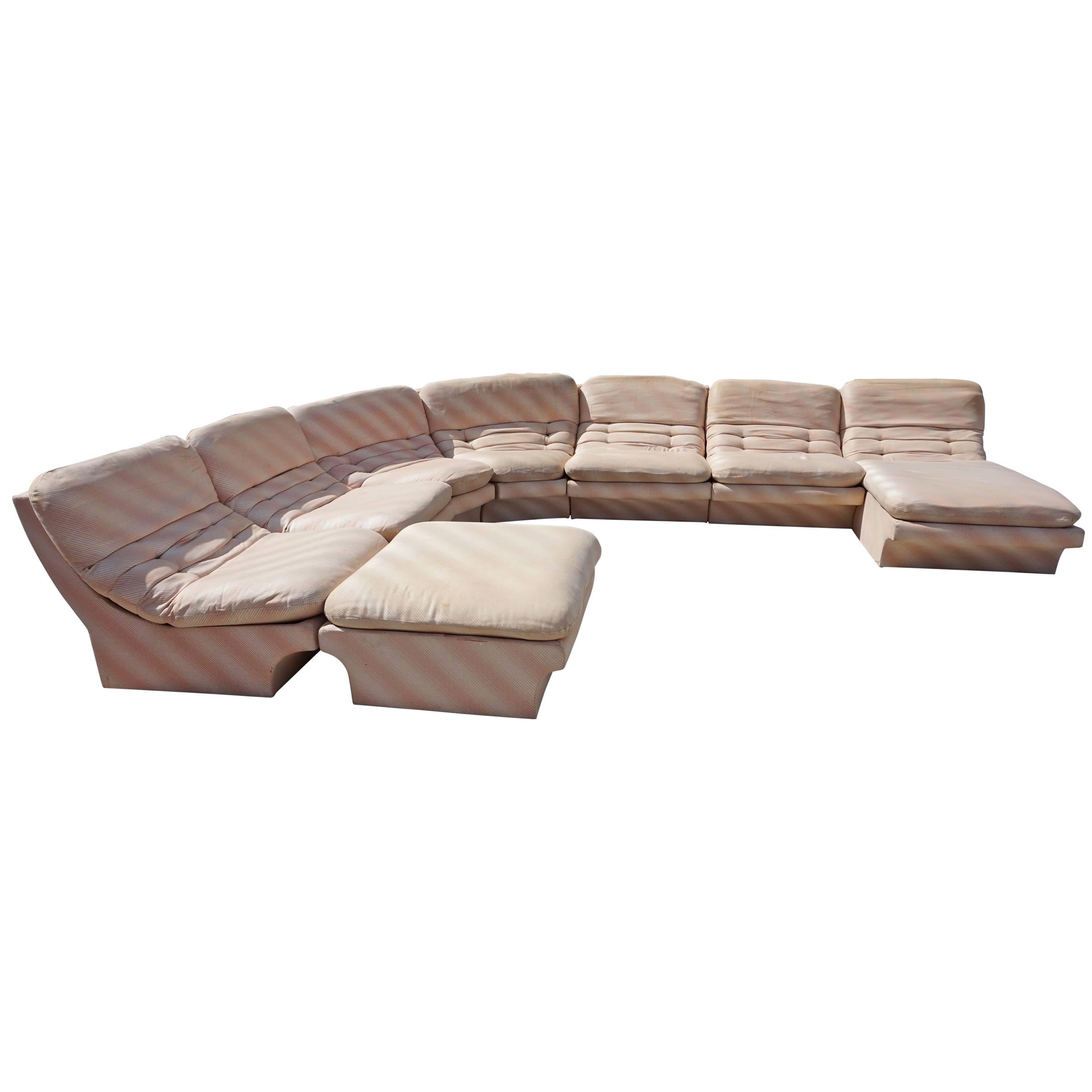 Awesome Eight Part Sectional Sofa By Preview, style of Vladimir Kagan