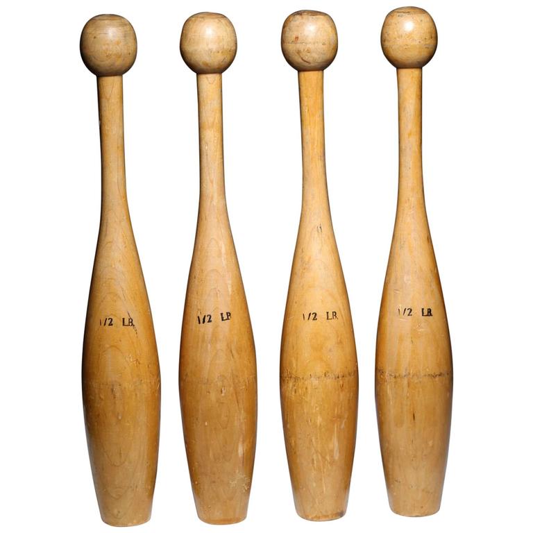 Set of Four Vintage Juggling Pins For Sale at 1stdibs