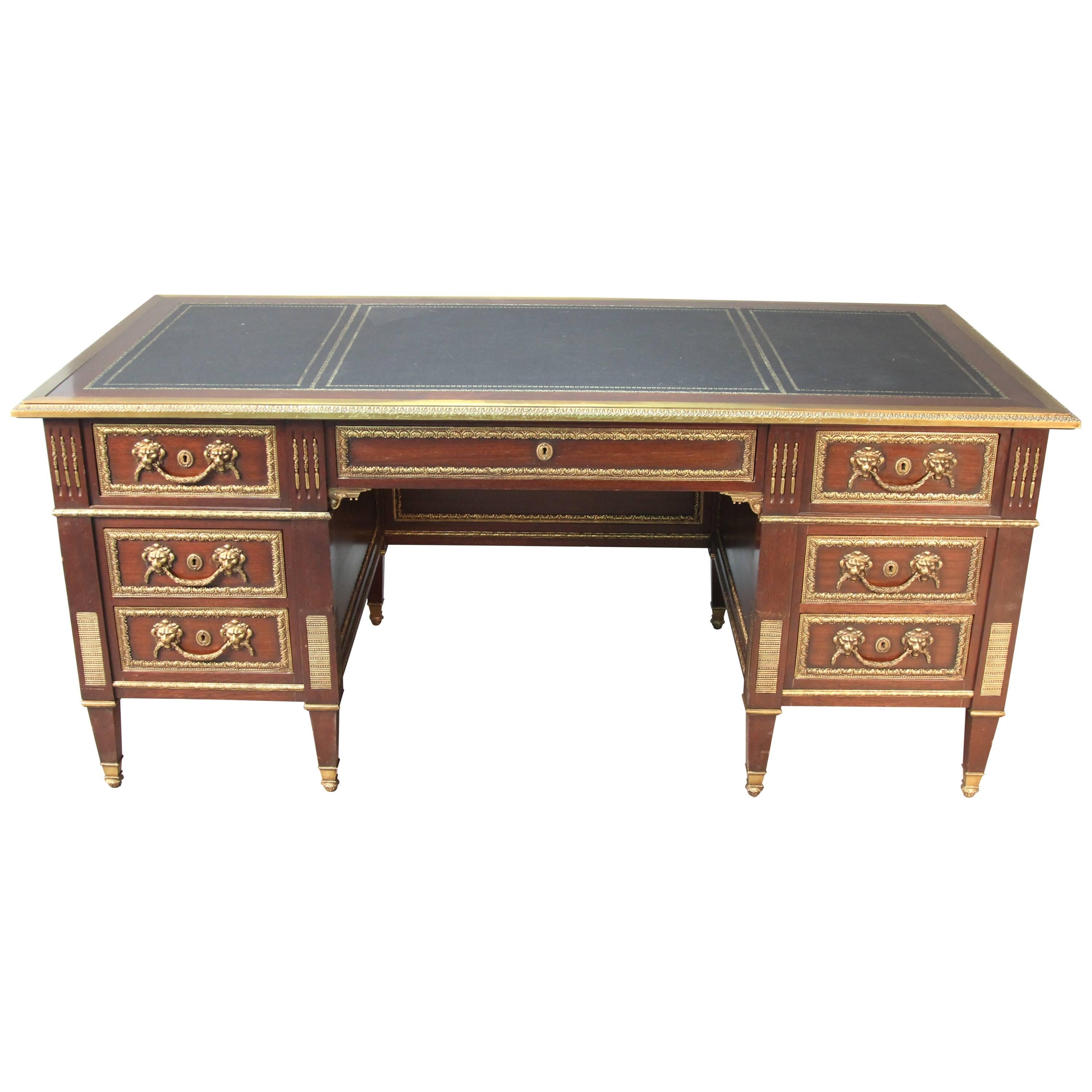 Antique French Executive Desk Bureau Plat For Sale