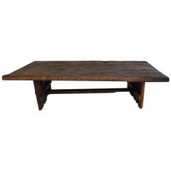 Antique Primitive Modern Wood Coffee Table - One Wide Board