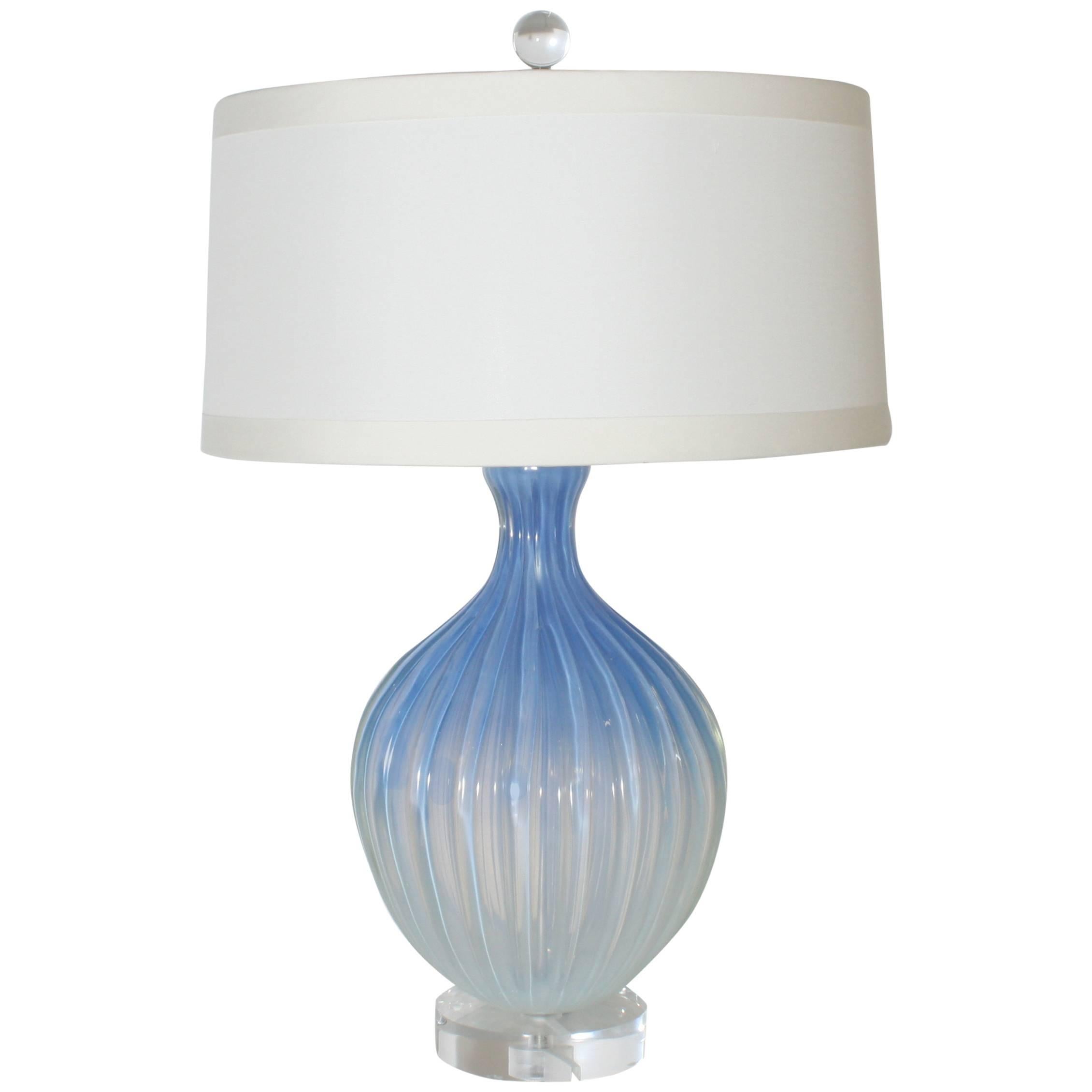 Opalescent Blue Marbro Murano Lamp by Seguso, circa 1960