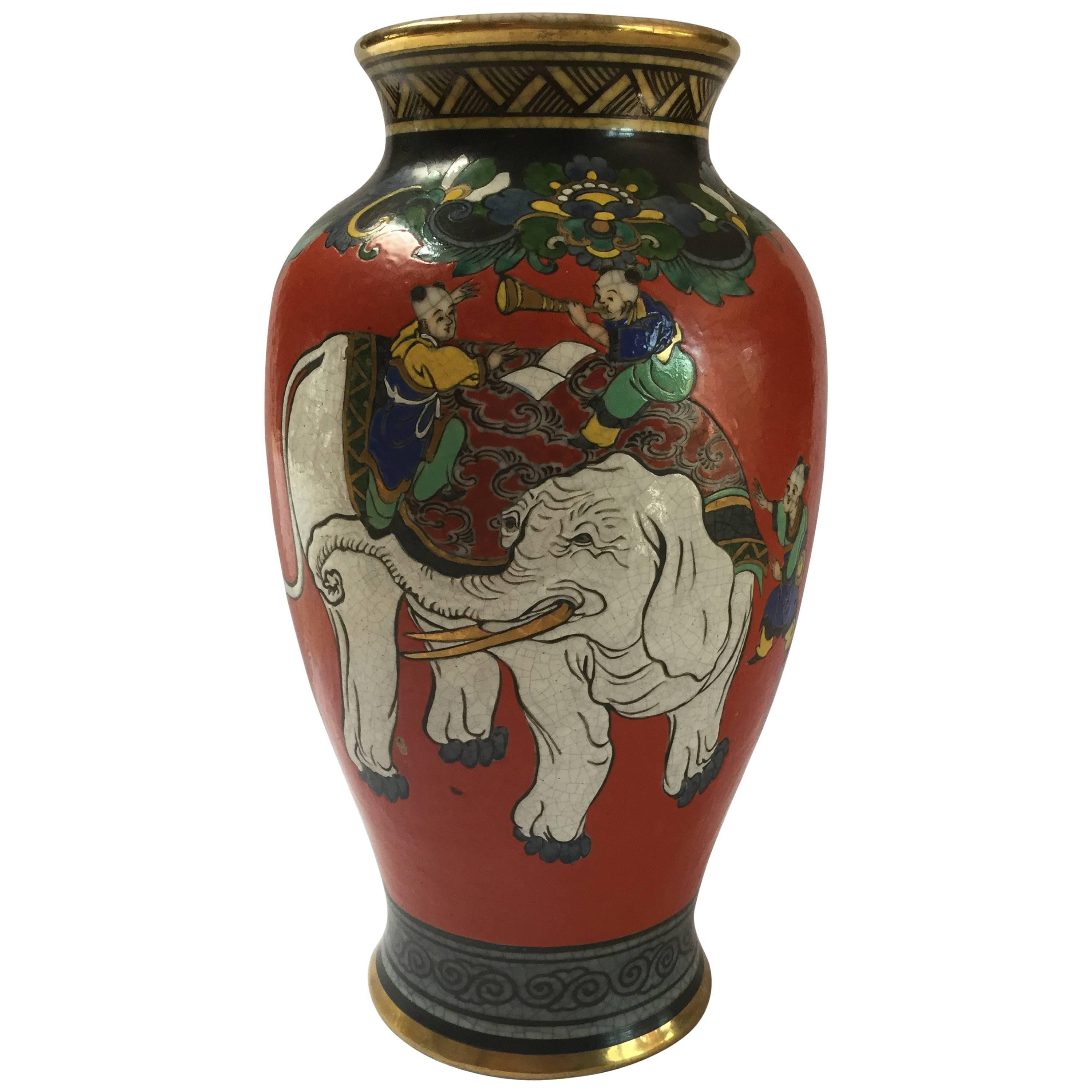 Early 20th Century Crackle Glaze Baluster Vase