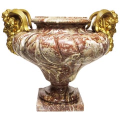 French 19th Century Louis XV Style Marble and Gilt-Bronze Mounted Planter-Urn