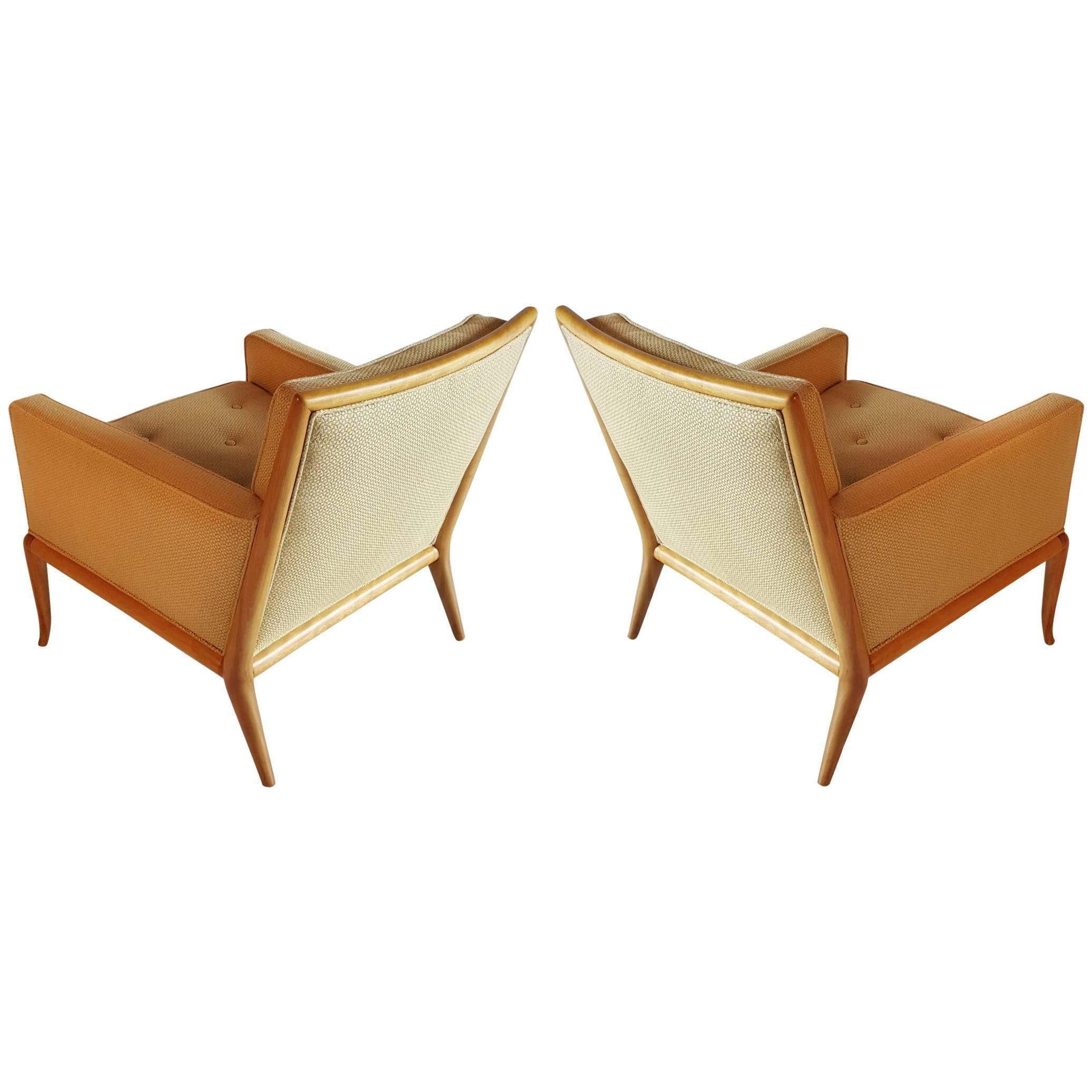 Pair of T.H. Robsjohn-Gibbings Lounge Chairs with Ottoman