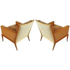 Pair of T.H. Robsjohn-Gibbings Lounge Chairs with Ottoman