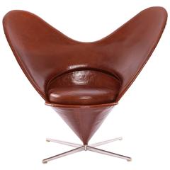 Rare Verner Panton Leather Heart Chair