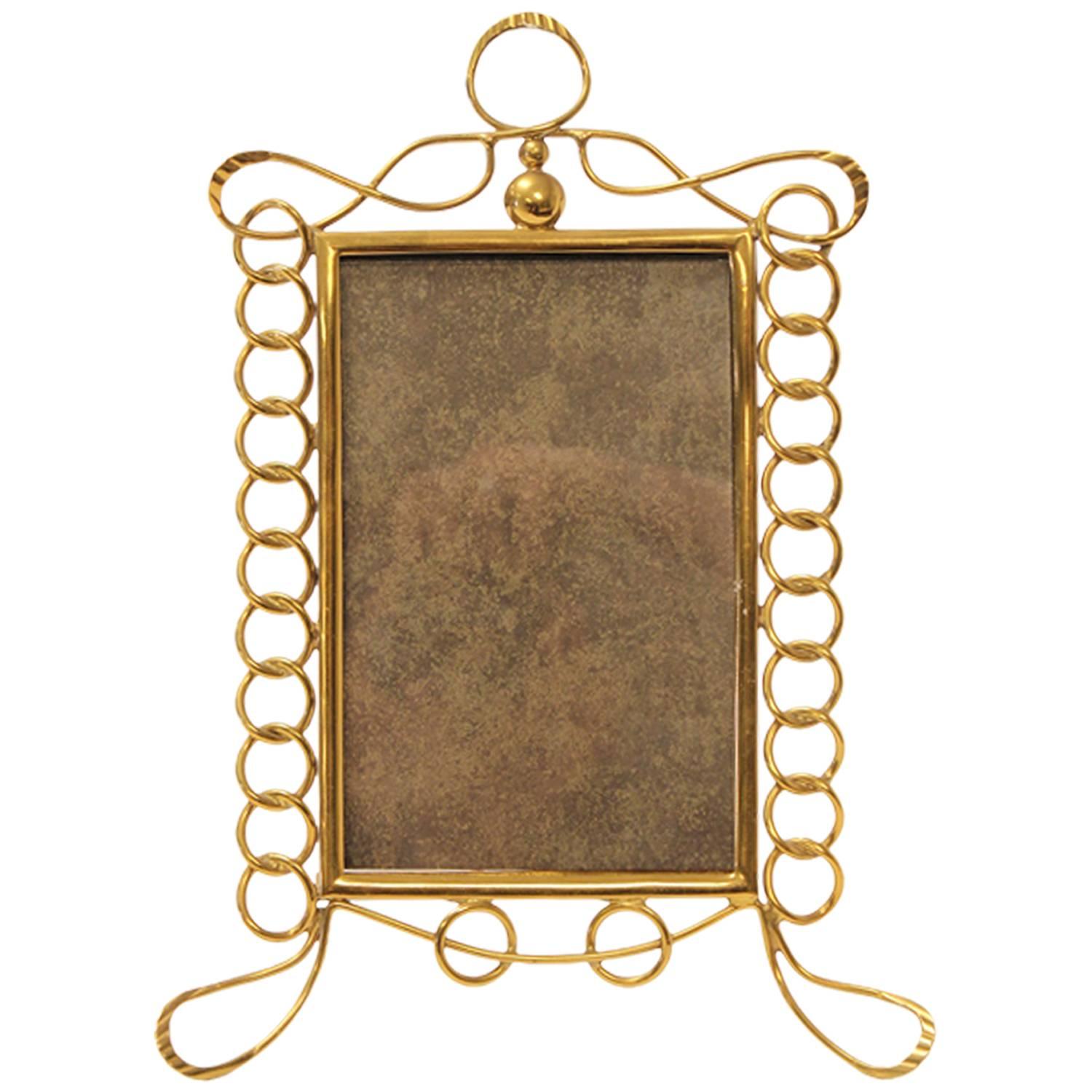 Stylish 1800s English Brass Photo Frame