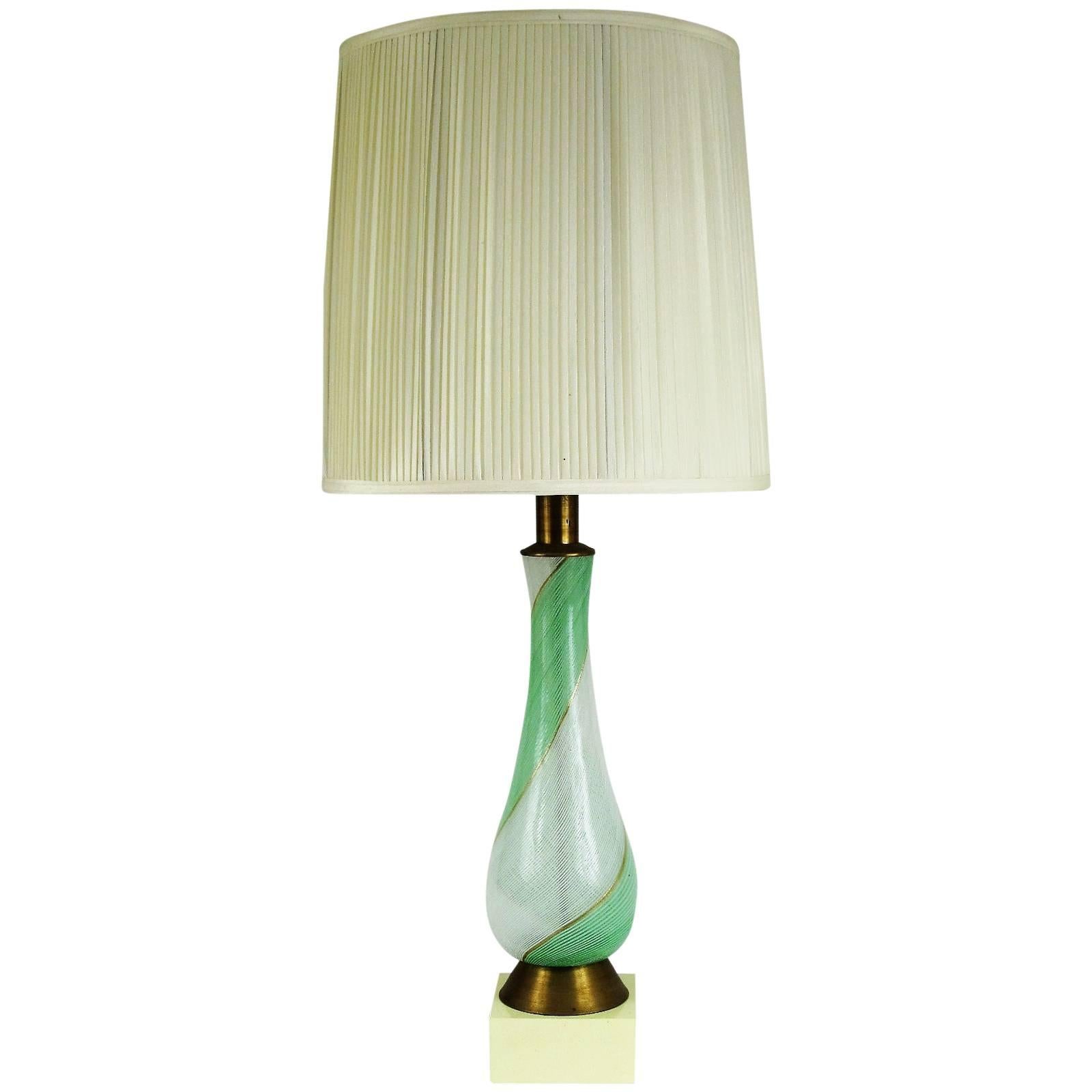 Spiral Twist Fine Murano Glass Table Lamp For Sale