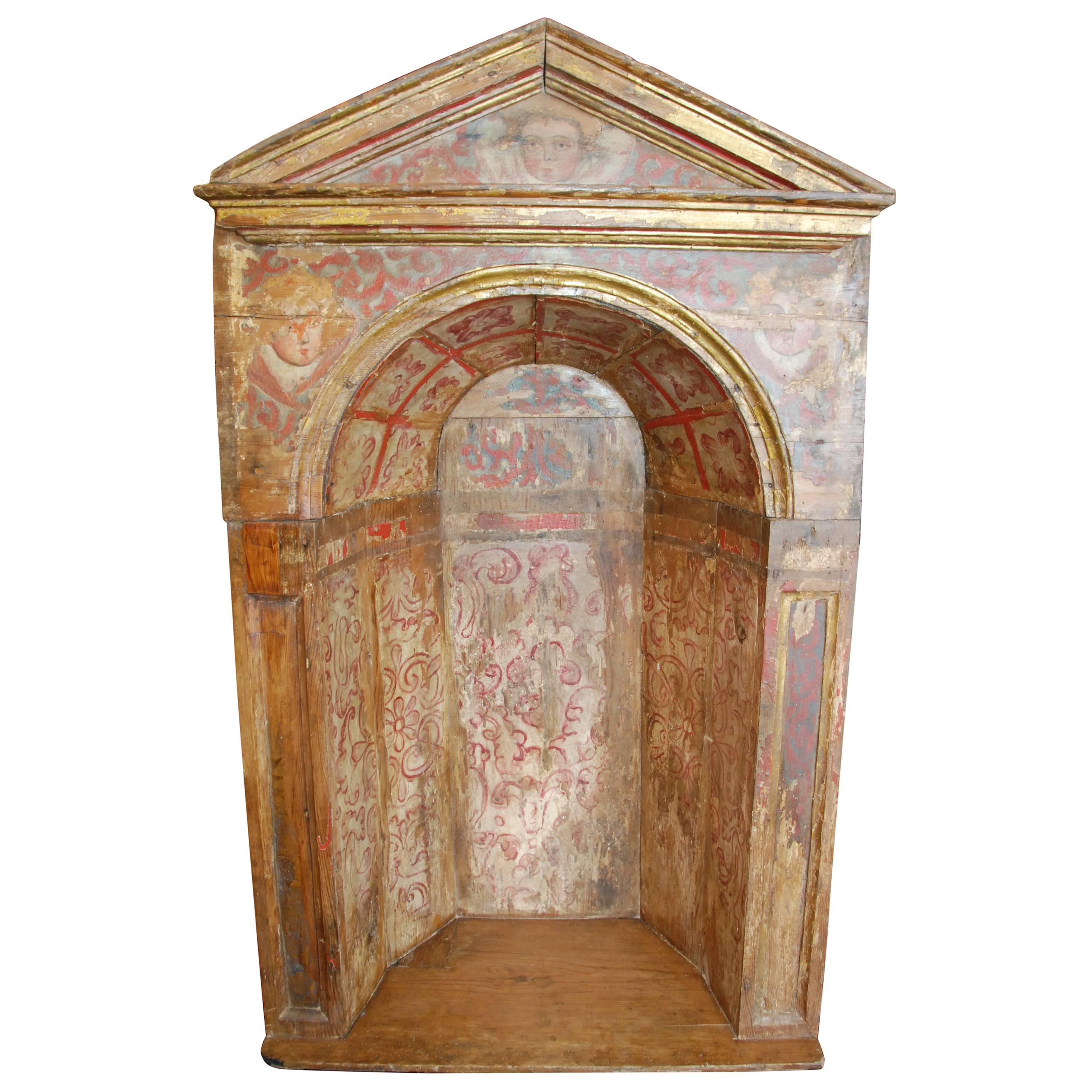 18th Century Spanish Polychromed Niche For Sale