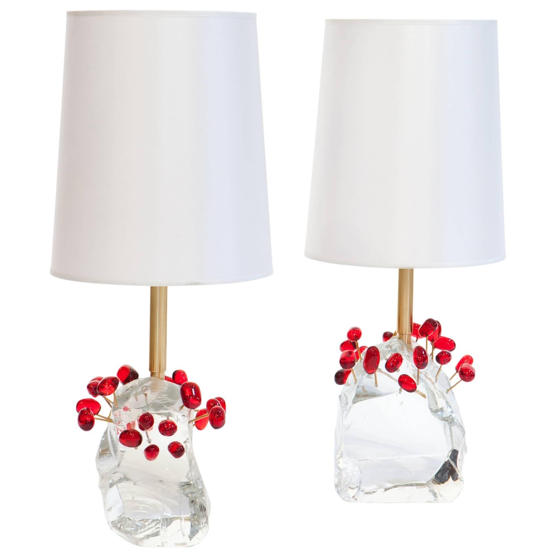 Pair of Roberto Giulio Rida “Ciliegie” Cherries Table Lamps For Sale