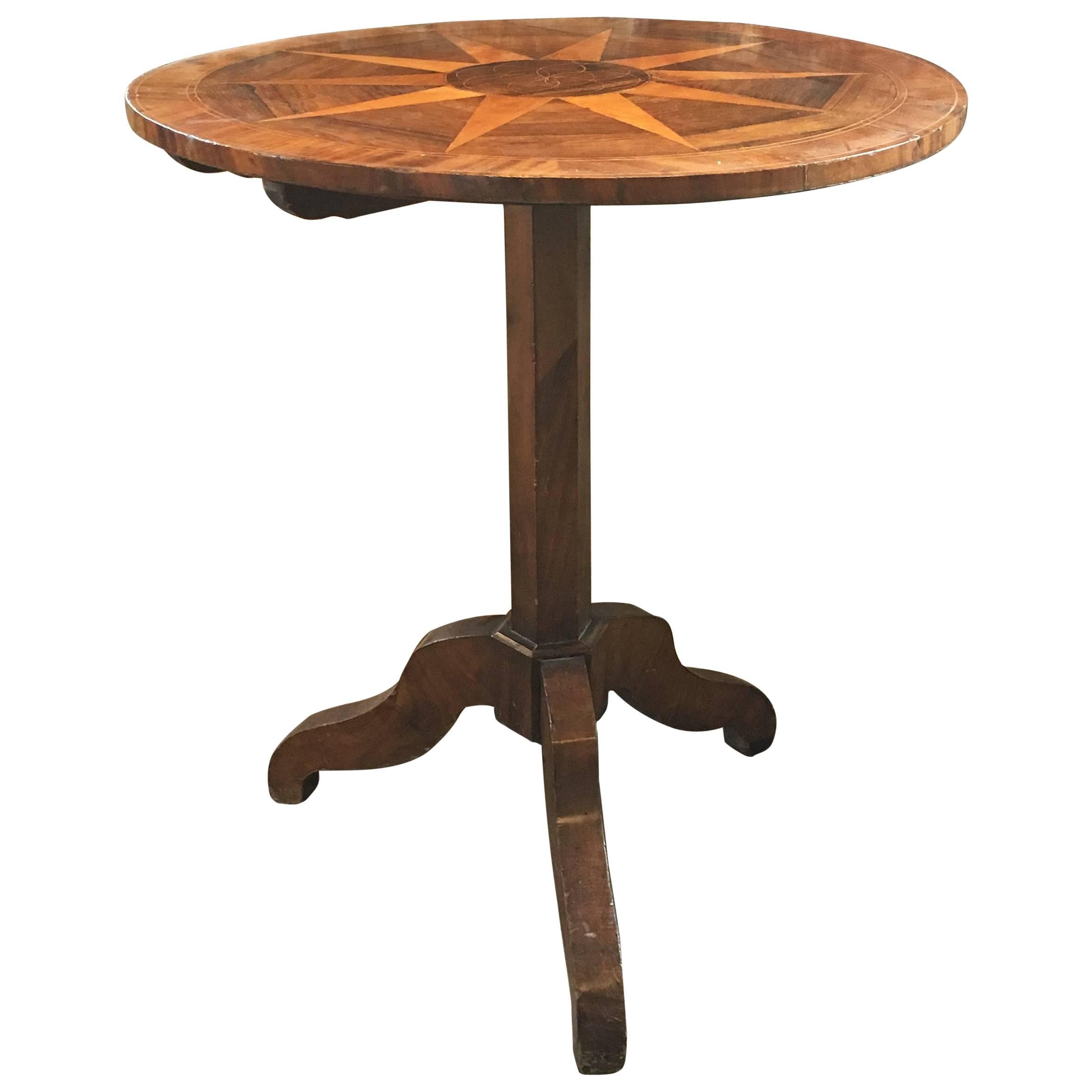 Marquetry Side Table, circa 19th Century For Sale
