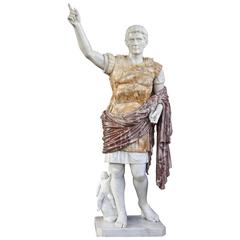 Italian Neoclassical Style Variegated Marble of Roman Figure Signed A. Nivari 2