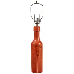 Signed Fantoni, 1950s-Early 1960s Handmade Pottery Italian Red/Orange Lamp