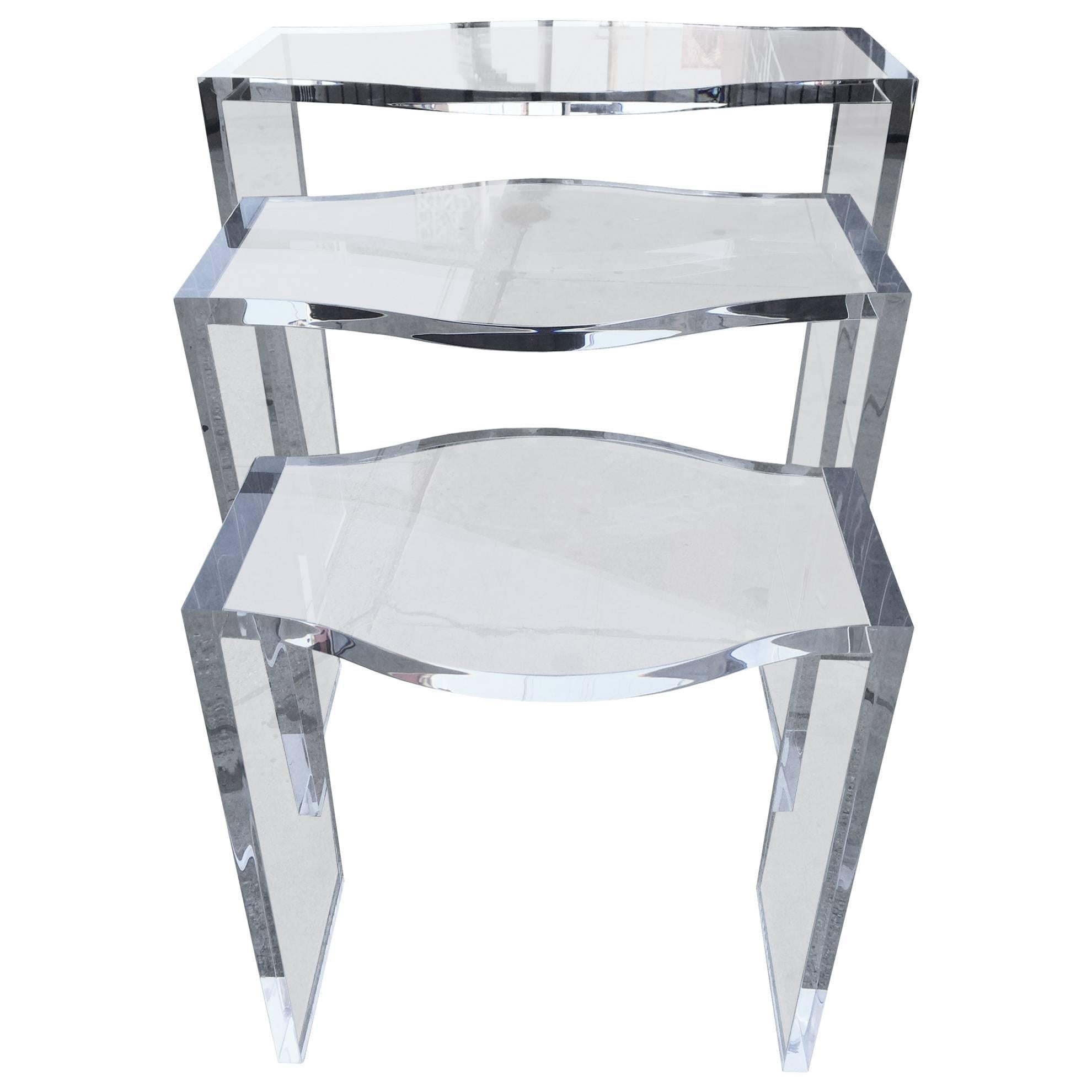 Lucite Nesting Tables by Charles Hollis Jones, from the "Routed Line"