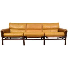 Arne Norell "Kontiki" Leather and Rosewood Sofa