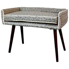 Gendo Collection, Vanity Sized Stool in Gray Hand-Painted Fabric