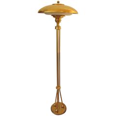 Pedestal Ball and Pole Solid Brass Standing Floor Lamp with Perforated Shade