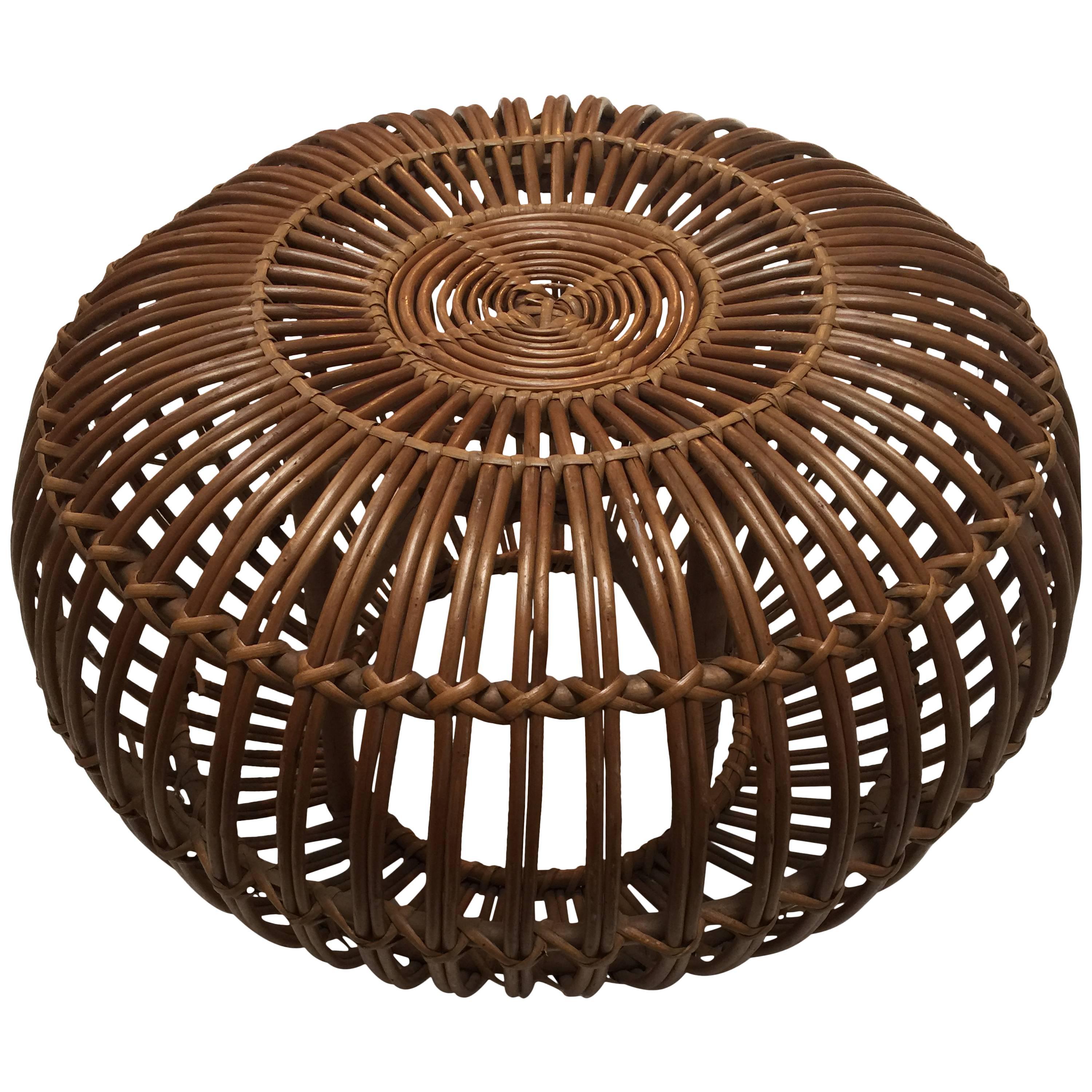 Rattan Pouf by Franco Albini, Italy, 1950s For Sale
