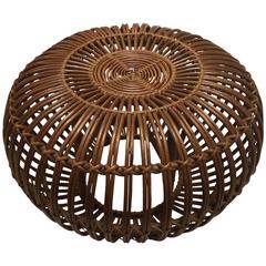 Vintage Rattan Pouf by Franco Albini, Italy, 1950s