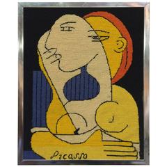 Vintage Colorful Needle Point Tapestry after Picasso