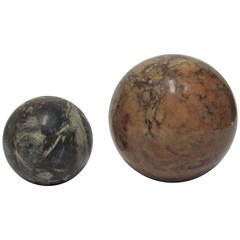 Pair of Vintage Modern Marble Spheres, 1970s