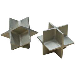 Carl Auböck Designed 1960s Brutalist Crossed Cube Bookends Statuettes