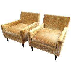 Vintage Pair of Crushed Velvet Lounge Chairs